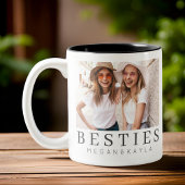 Minimale Moderne Best Friends BFF Foto Tweekleurige Koffiemok