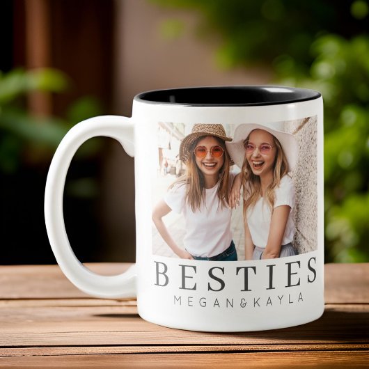 Minimale Moderne Best Friends BFF Foto Tweekleurige Koffiemok
