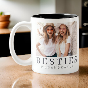Minimale Moderne Best Friends BFF Foto Tweekleurige Koffiemok