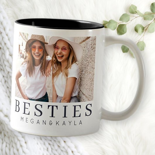 Minimale Moderne Best Friends BFF Foto Tweekleurige Koffiemok