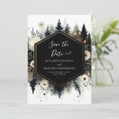 Minimale moderne betoverde bos bruiloft save the date (Staand voorkant)
