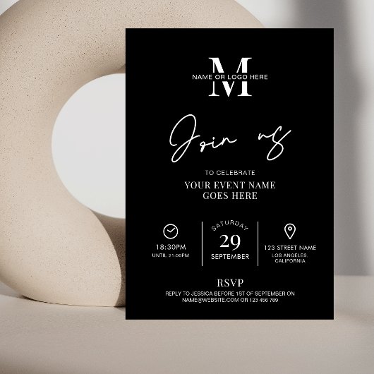 Minimale moderne Black Conference Business Event Kaart