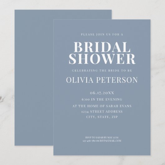 Minimale, moderne, blauw-tandheelkundige douchetoe kaart (Voorkant / Achterkant)