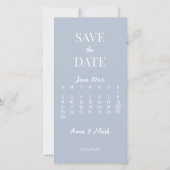 Minimale moderne, blauwe agenda save the date (Voorkant)