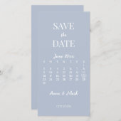 Minimale moderne, blauwe agenda save the date (Voorkant / Achterkant)