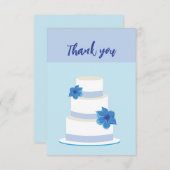 Minimale moderne blauwe bruidstaart dank u kaart (Voorkant / Achterkant)