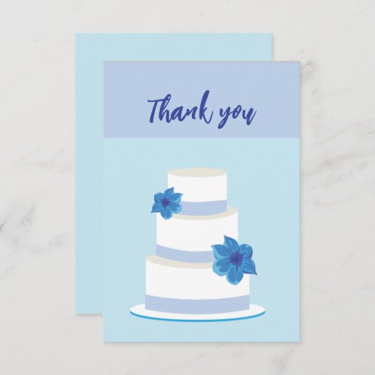 Minimale moderne blauwe bruidstaart dank u kaart (Voorkant / Achterkant)