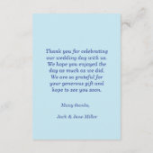 Minimale moderne blauwe bruidstaart dank u kaart (Achterkant)