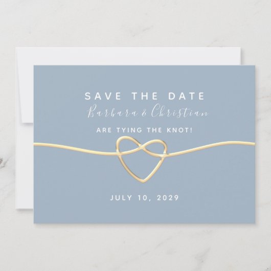 Minimale moderne, blauwe bruiloft met droogmiddel save the date (Voorkant)
