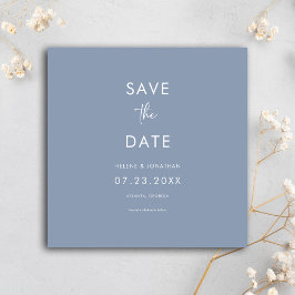 Minimale moderne blauwe bruiloft save the date