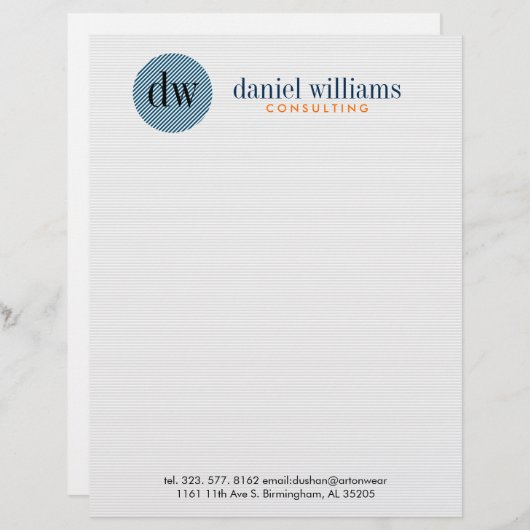 Minimale moderne blauwe cirkel en wit briefhoofd sjabloon (Voorkant / Achterkant)