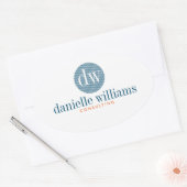 Minimale Moderne Blauwe Cirkel Witachtergrond Ovale Sticker (Envelop)