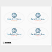 Minimale Moderne Blauwe Cirkel Witachtergrond Ovale Sticker (Vel)