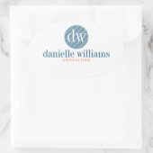 Minimale Moderne Blauwe Cirkel Witachtergrond Ovale Sticker (Tas)