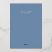 Minimale moderne blauwe doop Folie Uitnodiging (Achterkant)