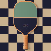 Minimale moderne blauwe en groene monogramme Initi Pickleball Paddle