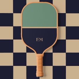 Minimale moderne blauwe en groene monogramme Initi Pickleball Paddle
