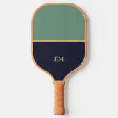 Minimale moderne blauwe en groene monogramme Initi Pickleball Paddle (Voorkant)