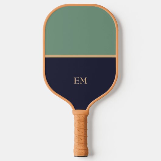 Minimale moderne blauwe en groene monogramme Initi Pickleball Paddle (Voorkant)