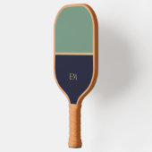 Minimale moderne blauwe en groene monogramme Initi Pickleball Paddle (Links)