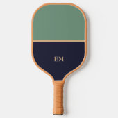 Minimale moderne blauwe en groene monogramme Initi Pickleball Paddle (Achterkant)