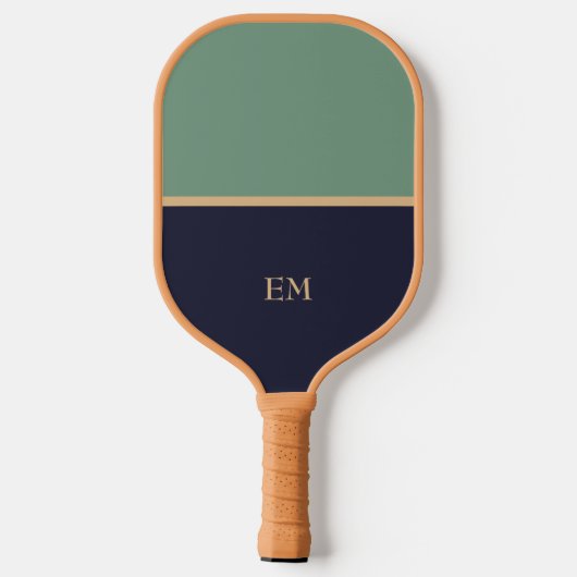 Minimale moderne blauwe en groene monogramme Initi Pickleball Paddle (Achterkant)