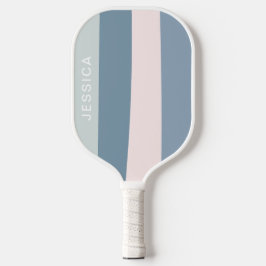 Minimale moderne blauwe roze bandroze strepen pickleball paddle