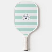 Minimale moderne blauwe streep aangepaste monogram pickleball paddle (Achterkant)