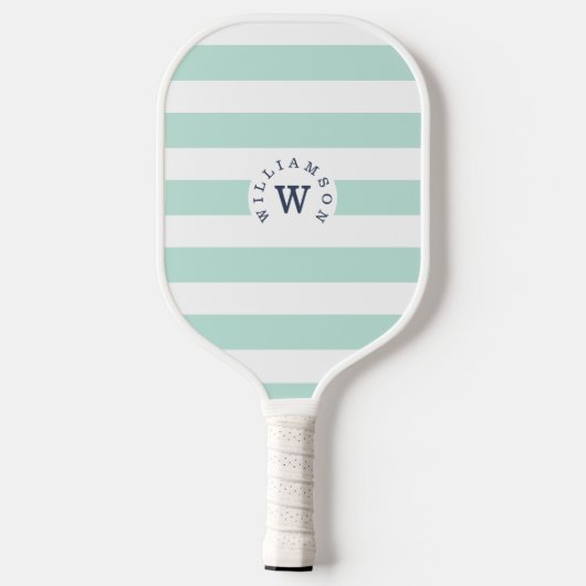 Minimale moderne blauwe streep aangepaste monogram pickleball paddle (Achterkant)