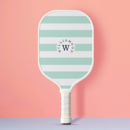 Minimale moderne blauwe streep aangepaste monogram pickleball paddle