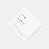 Minimale moderne blauwe typografie bruiloft servet (Hoek)