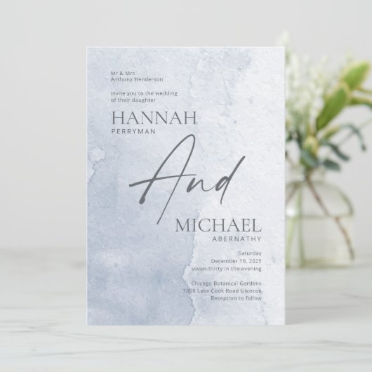 Minimale moderne, blauwe Waterverf Kaart (Staand voorkant)