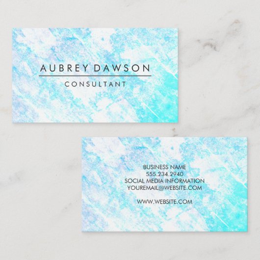 Minimale moderne, blauwe, witte grunge textuur visitekaartje (Voorkant / Achterkant)
