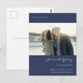 Minimale moderne blauwfoto van de marine sparen de briefkaart (Voorkant / Achterkant)