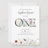 Minimale moderne bloem 1ste verjaardag kaart (Voorkant)