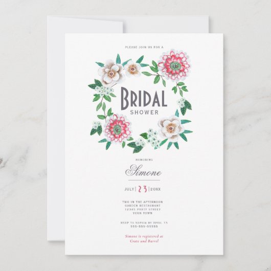 Minimale Moderne Bloemachtige Bruidsborrel Kaart (Voorkant)