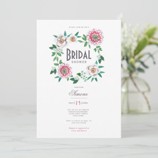 Minimale Moderne Bloemachtige Bruidsborrel Kaart (Staand voorkant)