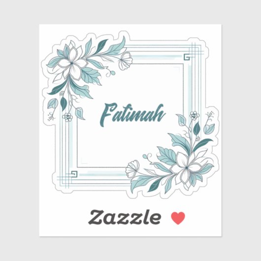 Minimale Moderne Bloemen Witte en Groene Naam Sticker (Vel)