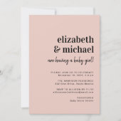 Minimale moderne Blush Couples Baby Girl Shower Kaart (Voorkant)
