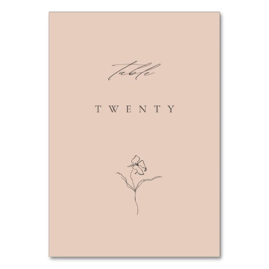 Minimale Moderne Blush Fine Art Bloemen Bruiloft Kaart (Achterkant)