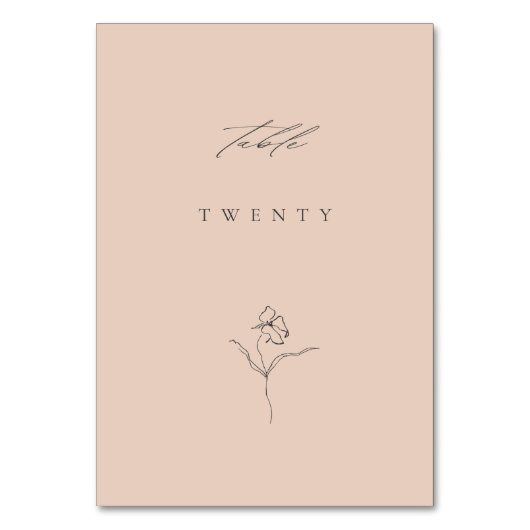 Minimale Moderne Blush Fine Art Bloemen Bruiloft Kaart (Voorkant)