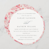 Minimale moderne Blush Paisley Typografie Verlovin Kaart (Voorkant / Achterkant)