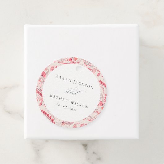 Minimale Moderne Blush Paisley Typography Wedding Bedankjes Labels (In situ)