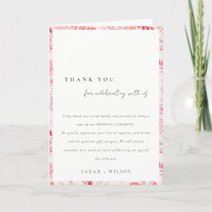 Minimale Moderne Blush Paisley Typography Wedding Bedankkaart