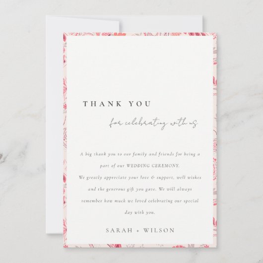 Minimale Moderne Blush Paisley Typography Wedding Bedankkaart (Voorkant)