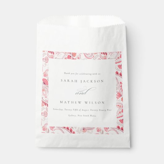 Minimale Moderne Blush Paisley Typography Wedding Bedankzakje (Voorkant)