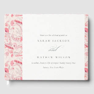Minimale Moderne Blush Paisley Typography Wedding Gastenboek