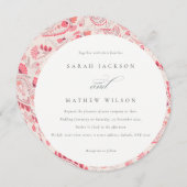 Minimale Moderne Blush Paisley Typography Wedding Kaart (Voorkant / Achterkant)