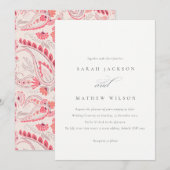 Minimale Moderne Blush Paisley Typography Wedding Kaart (Voorkant / Achterkant)