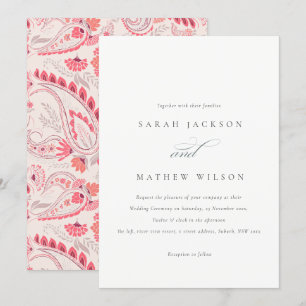 Minimale Moderne Blush Paisley Typography Wedding Kaart